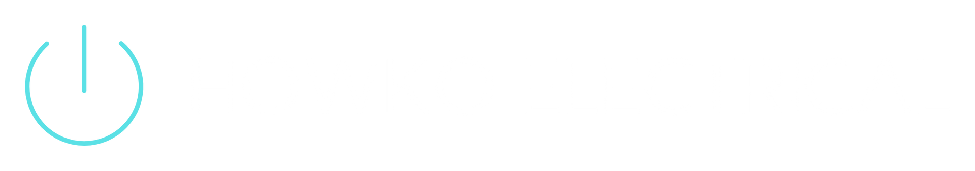 A light blue power icon consisting of a circle broken at the top by a vertical line.