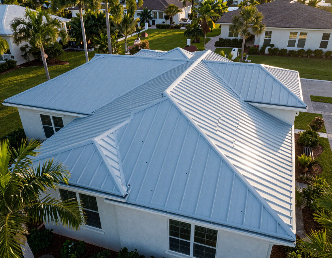 Residential metal roof on a Florida home