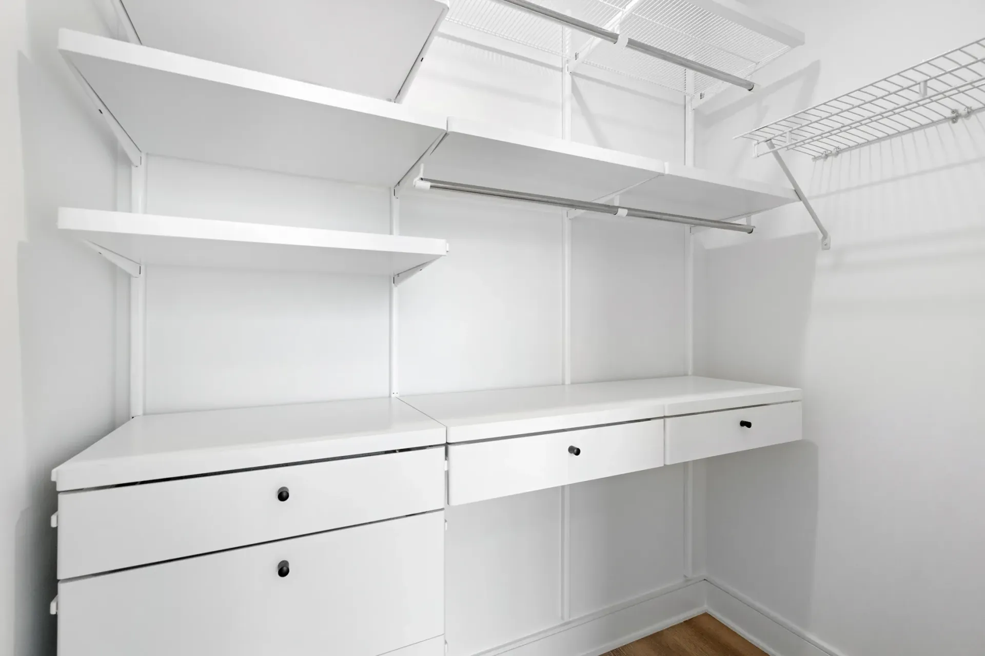 Closet with shelves and drawers