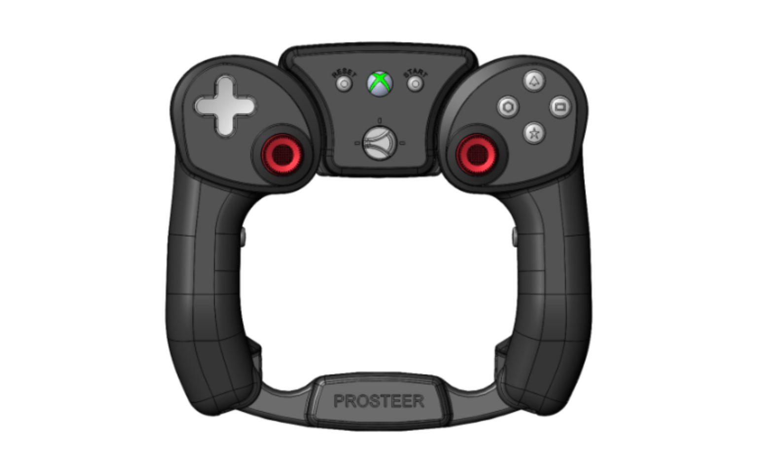 A drawing of a video game controller that looks like a steering wheel