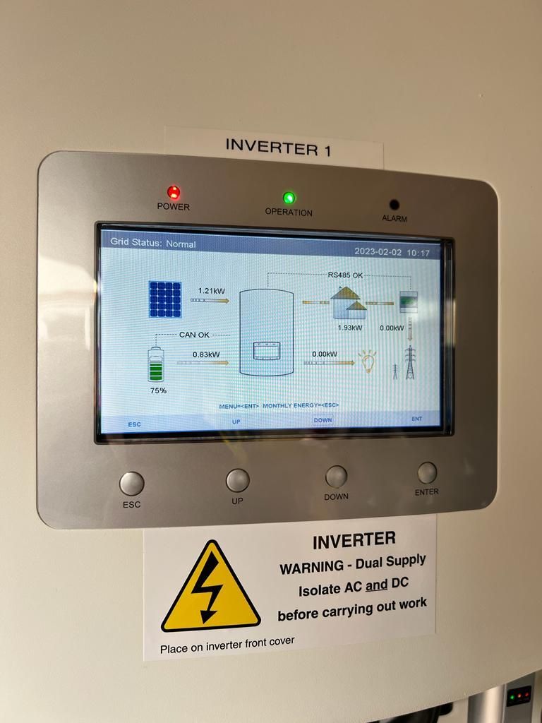Control panel for battery storage