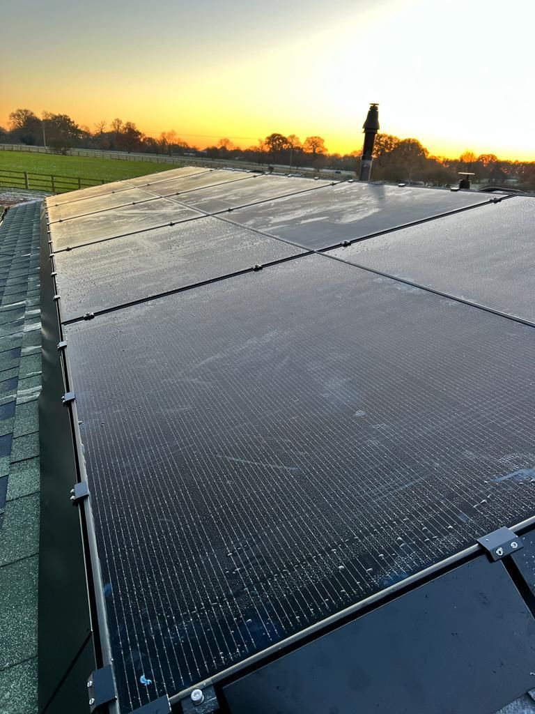 Newly installed solar panels on a domestic roof