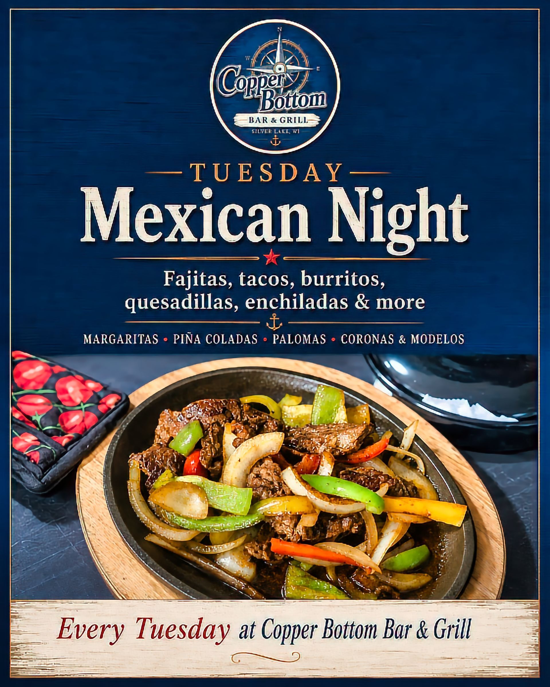 Tuesday Mexican Night at Copper Bottom Bar and Grill