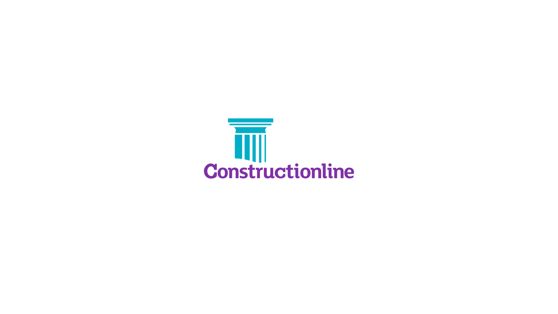 Logo for Constructionline with a blue pillar and text.