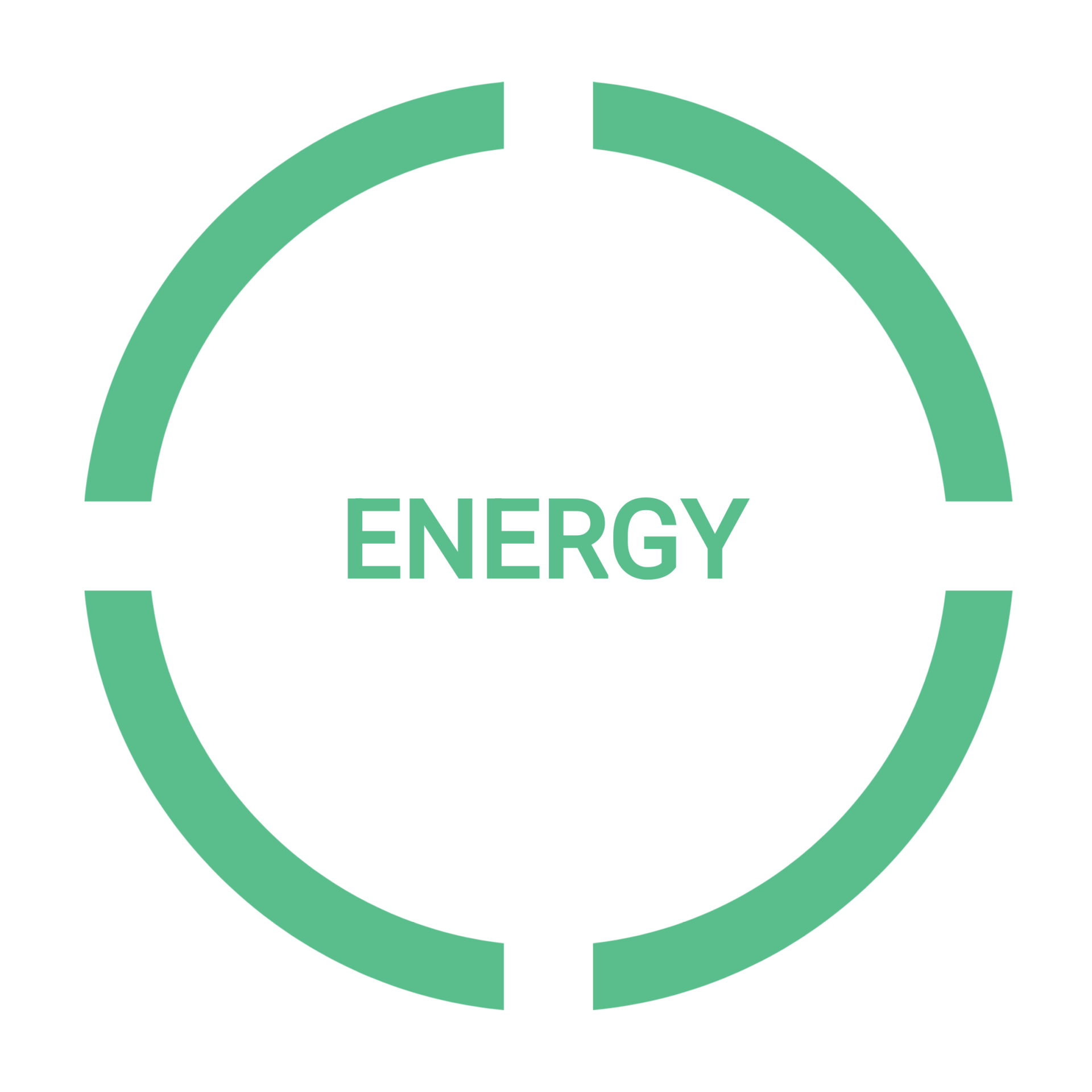 Green circle segments around the word 