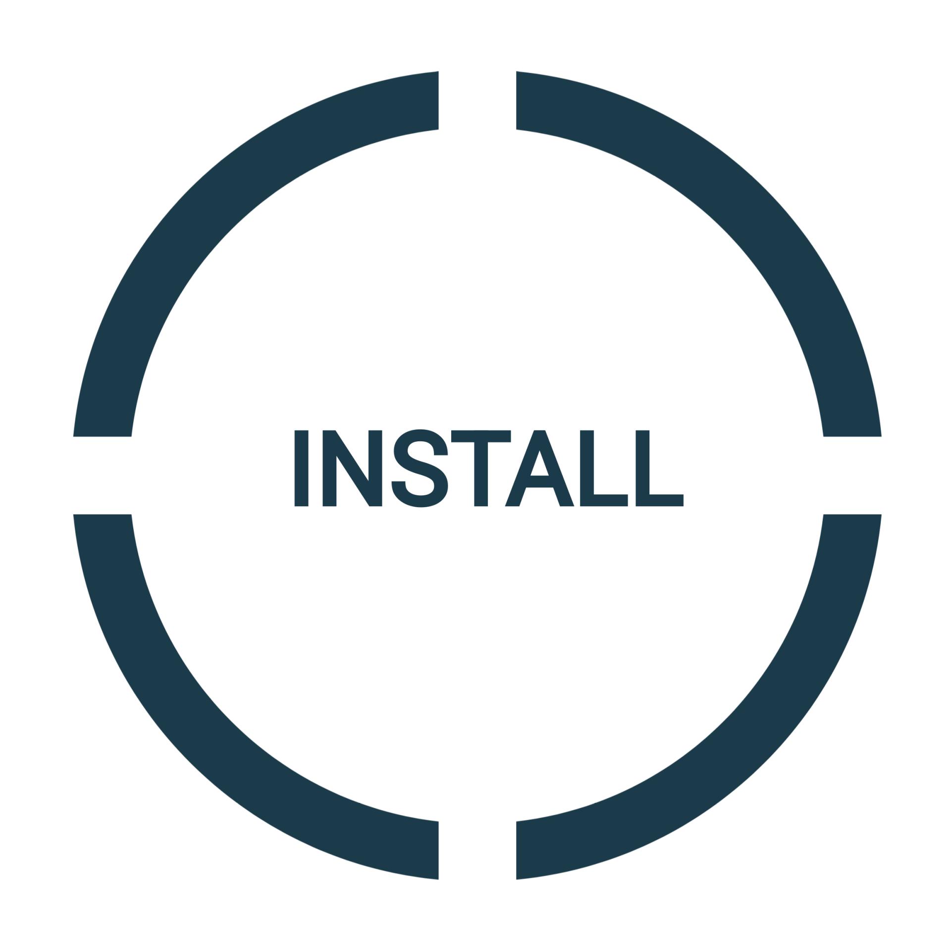 Dark blue circle with 