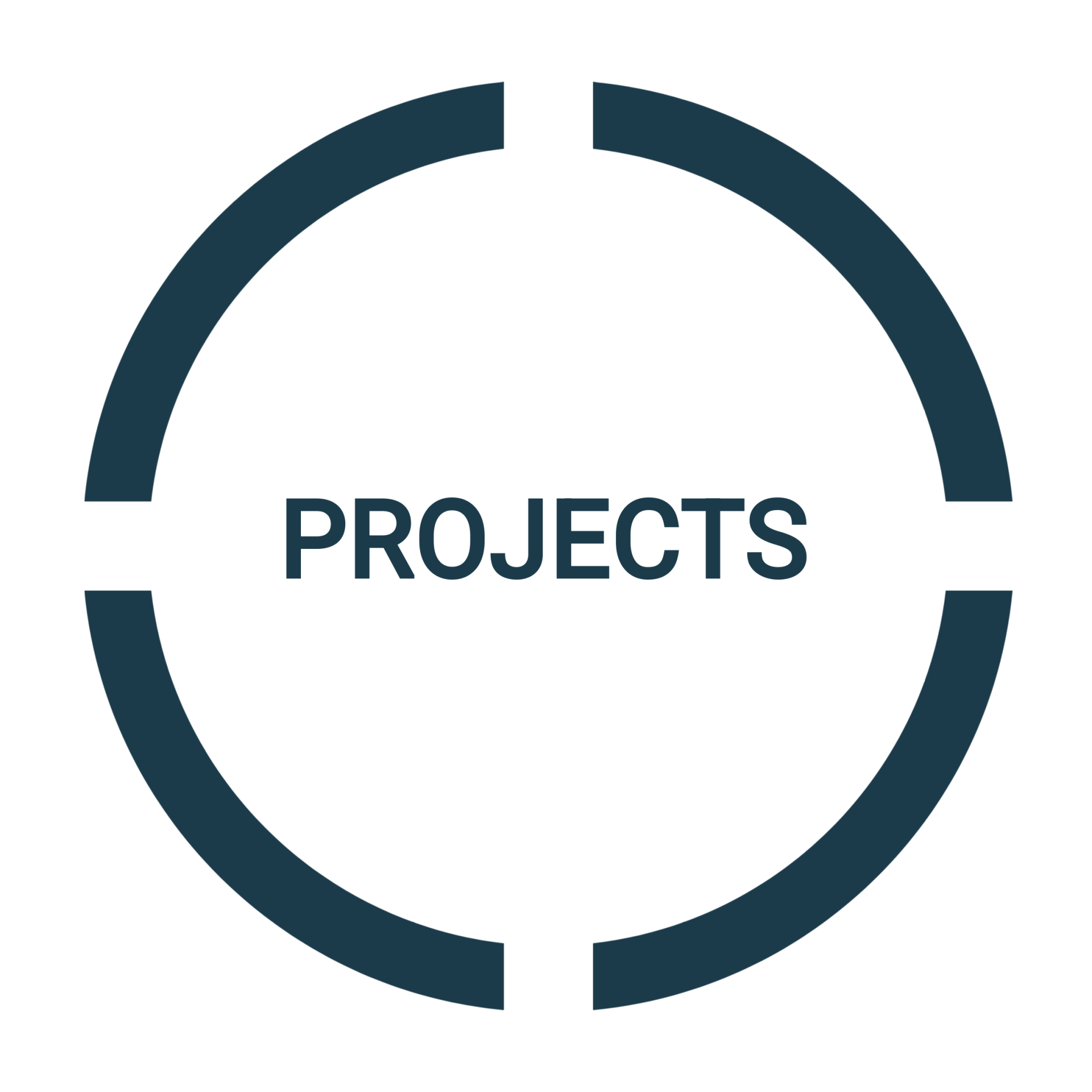 Circle outline with four gaps, 