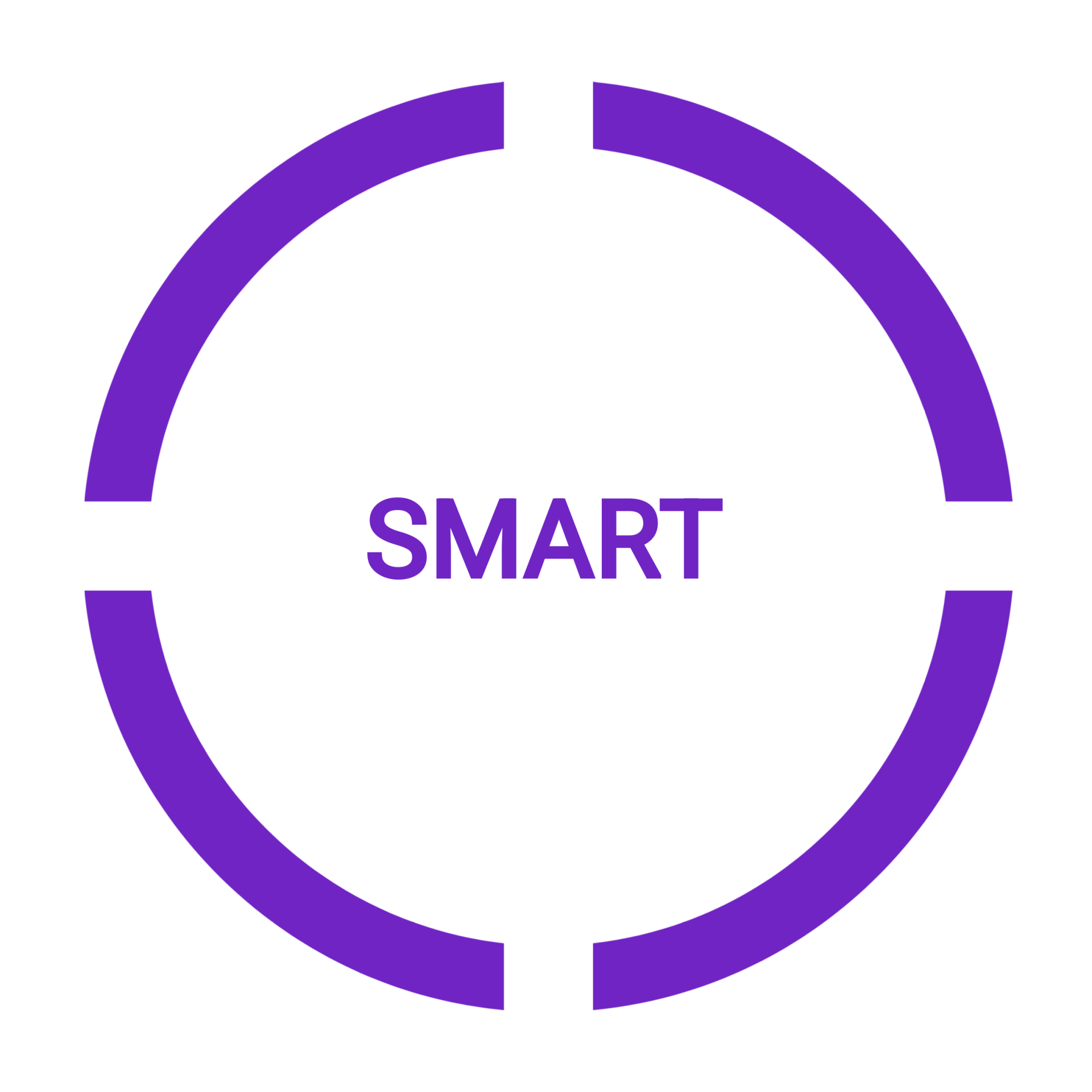 Purple circle with four gaps, 