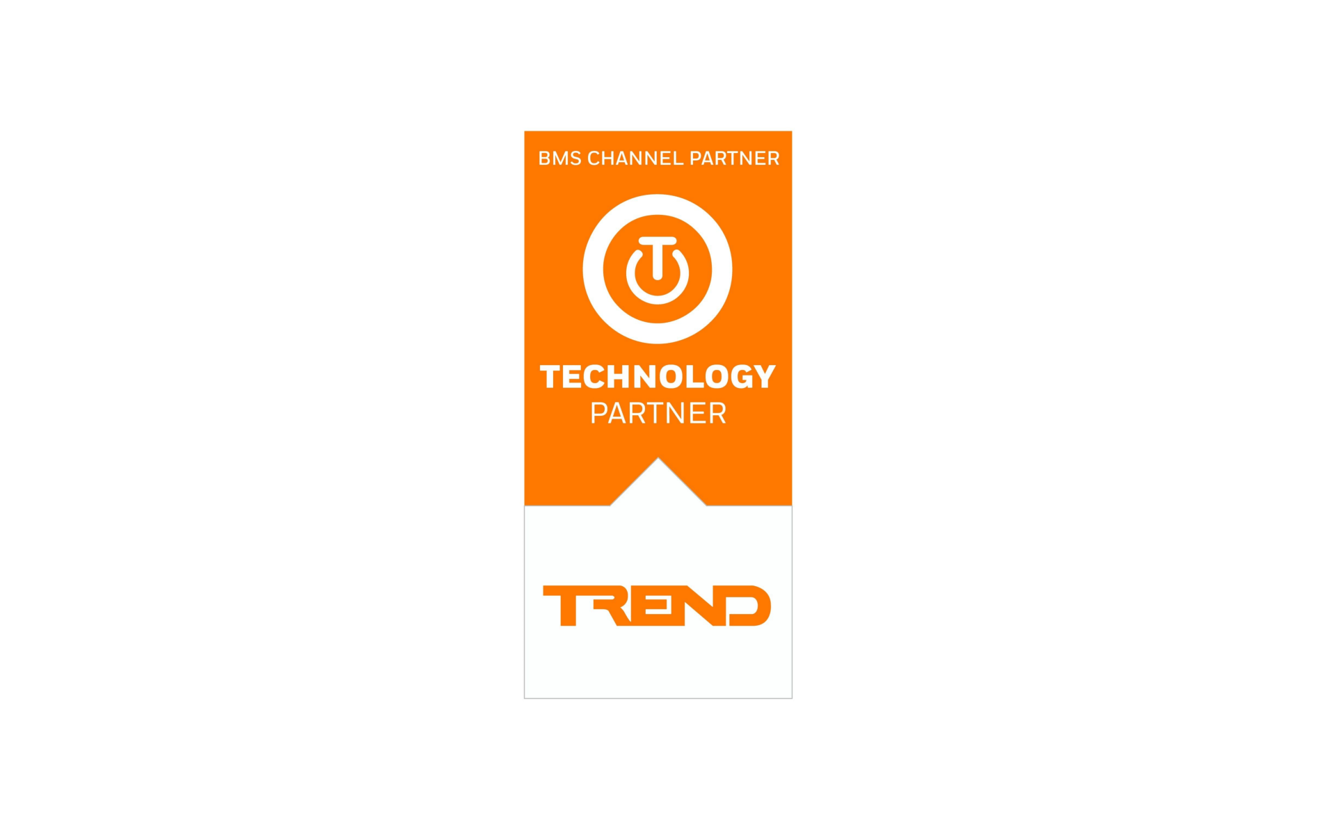 Orange and white Trend Technology Partner logo.