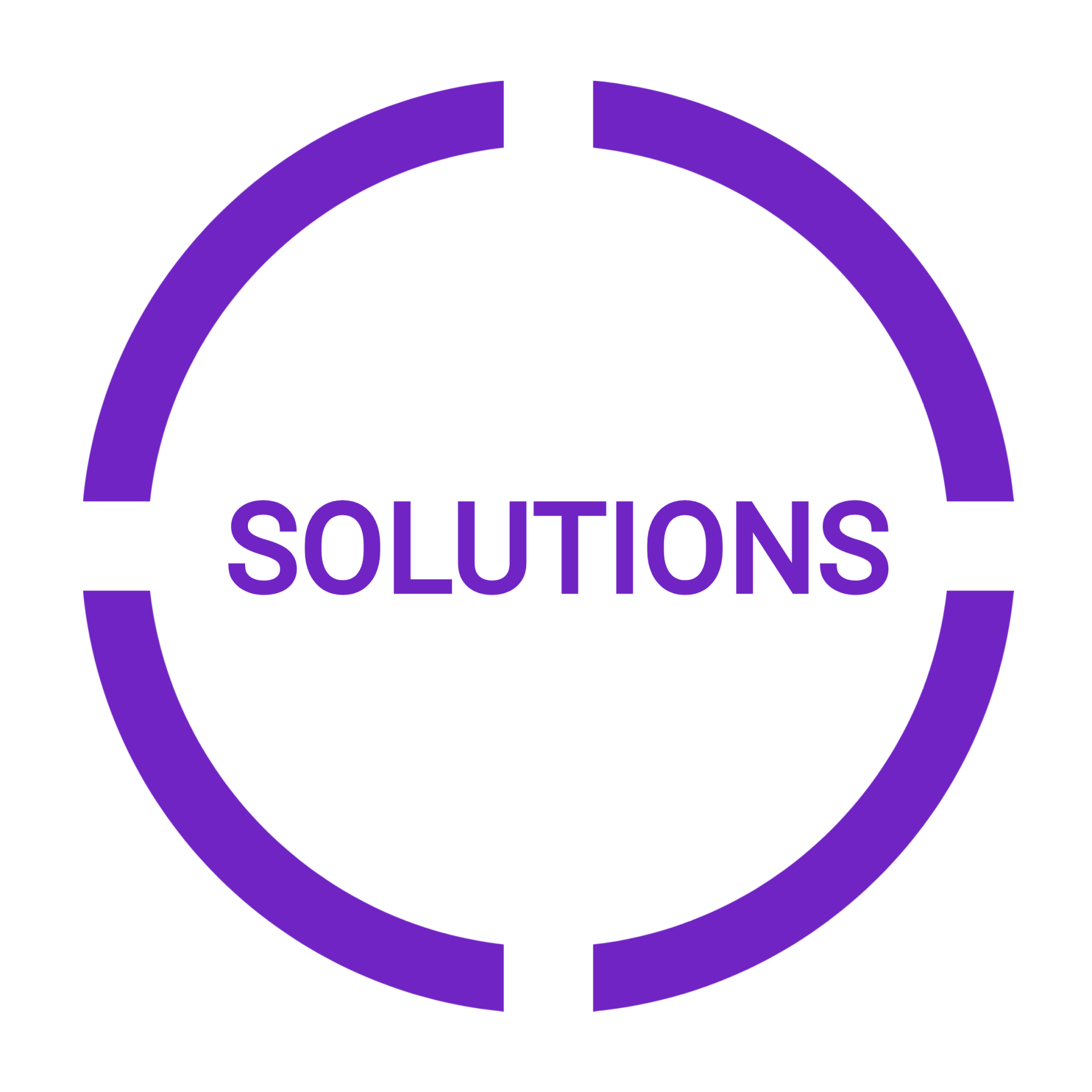 Purple circle with gaps; word