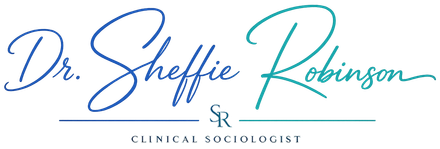 A black and white logo for a consultant called sheffie robinson.