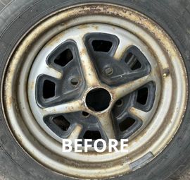 A close up of a wheel