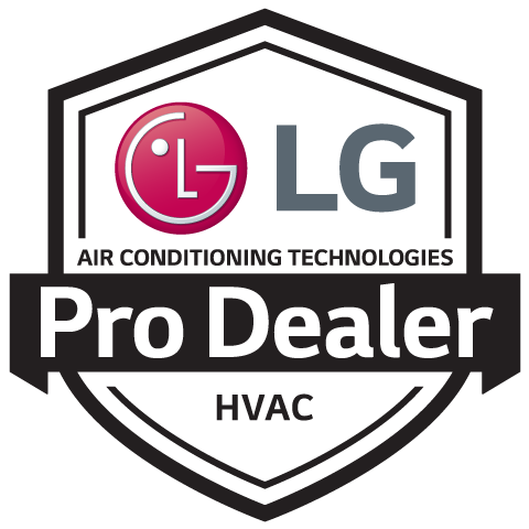 LG Air Conditioning Pro Dealer logo. Features the LG logo, text 