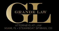 Grande Law logo: Gold "GL" initials over "GRANDE LAW" with Miami, FL and Steamboat Springs, CO text below.