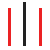 A pair of red and black sticks on a white background.