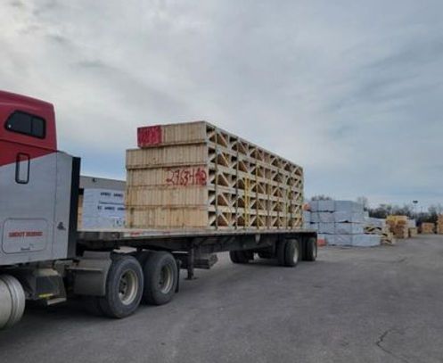 Semi Truck is Carrying Wooden Crates