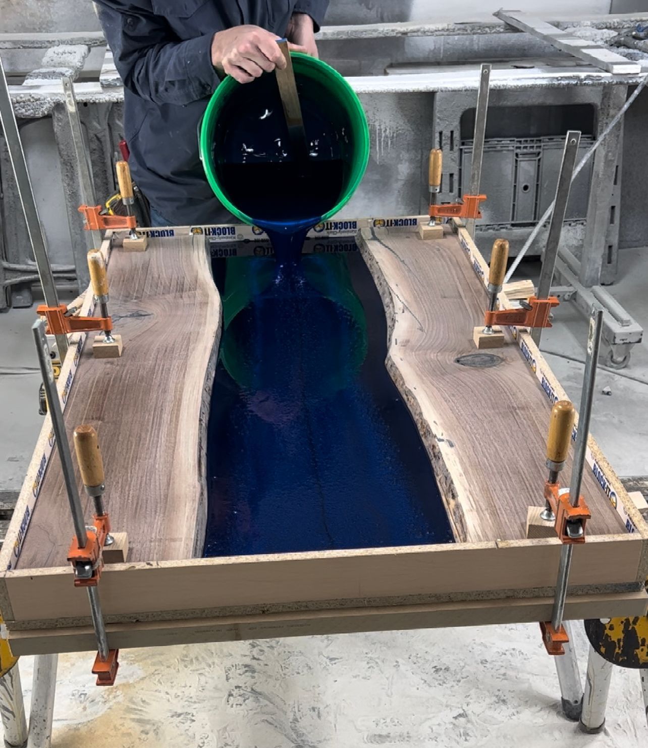 pouring resin for a live edge table