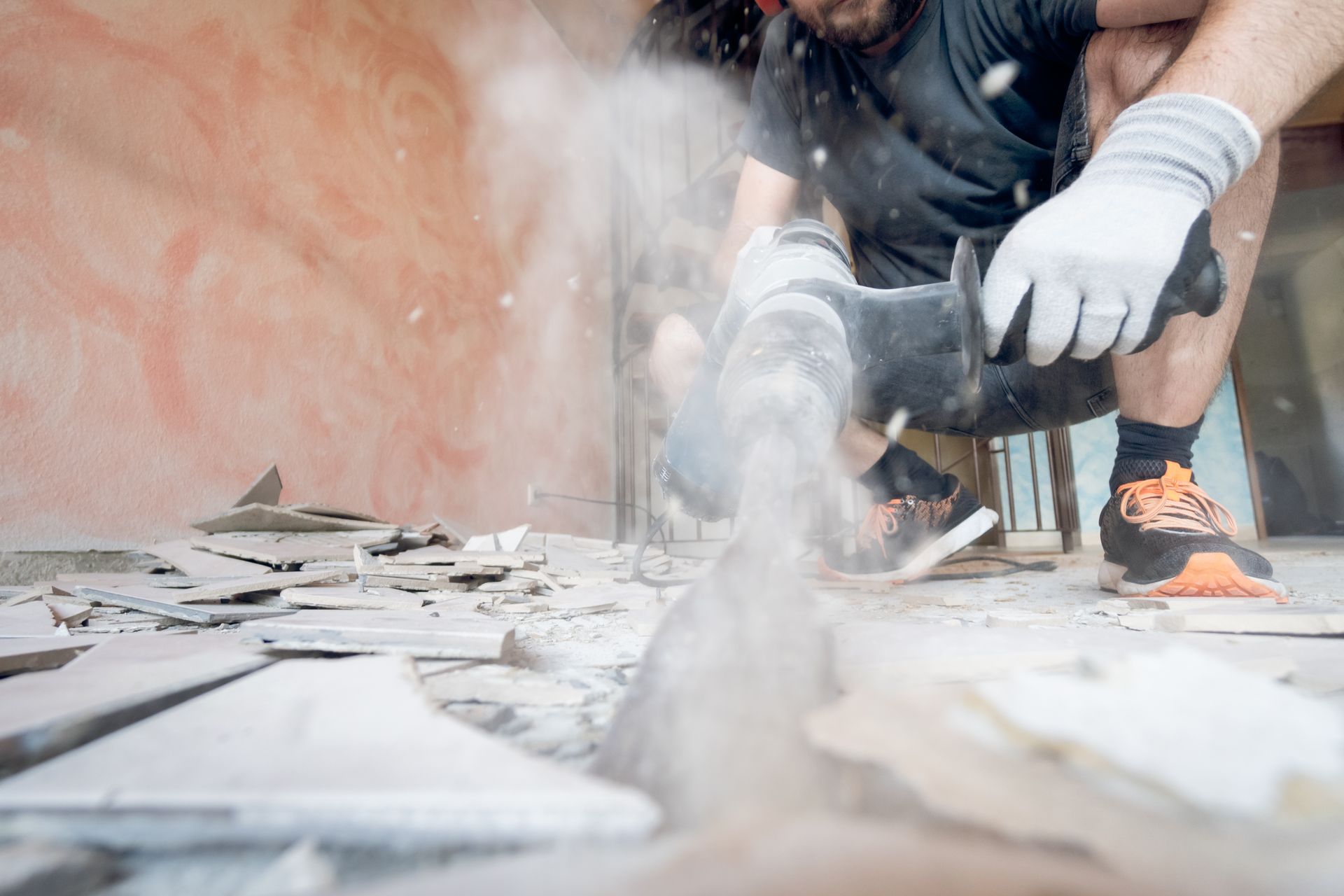 Man removing debris