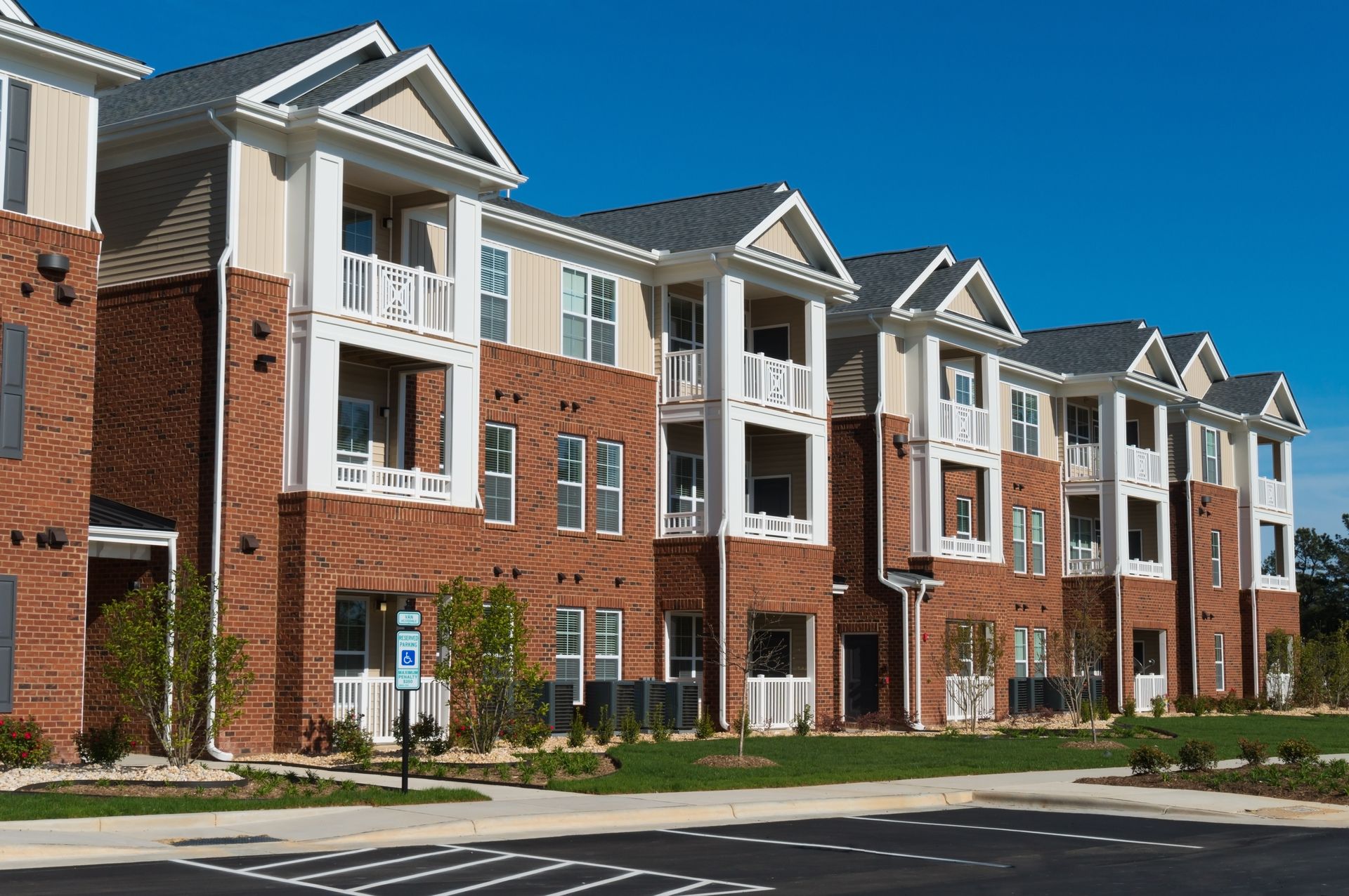 Multi-story brick apartment building
