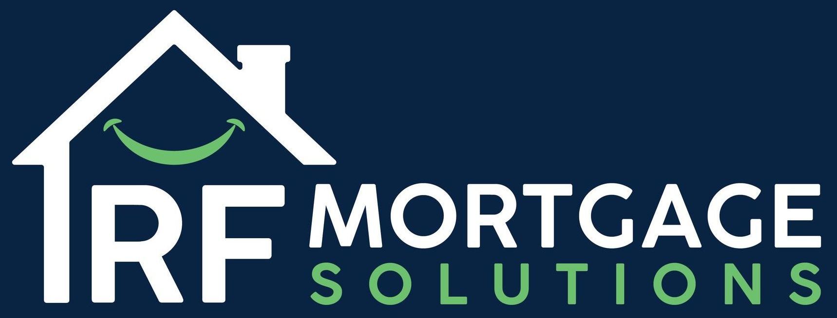The logo for rf mortgage solutions shows a house with a smile on the roof.