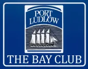Port Ludlow The Bay Club logo in white on a blue background with a sailboat illustration