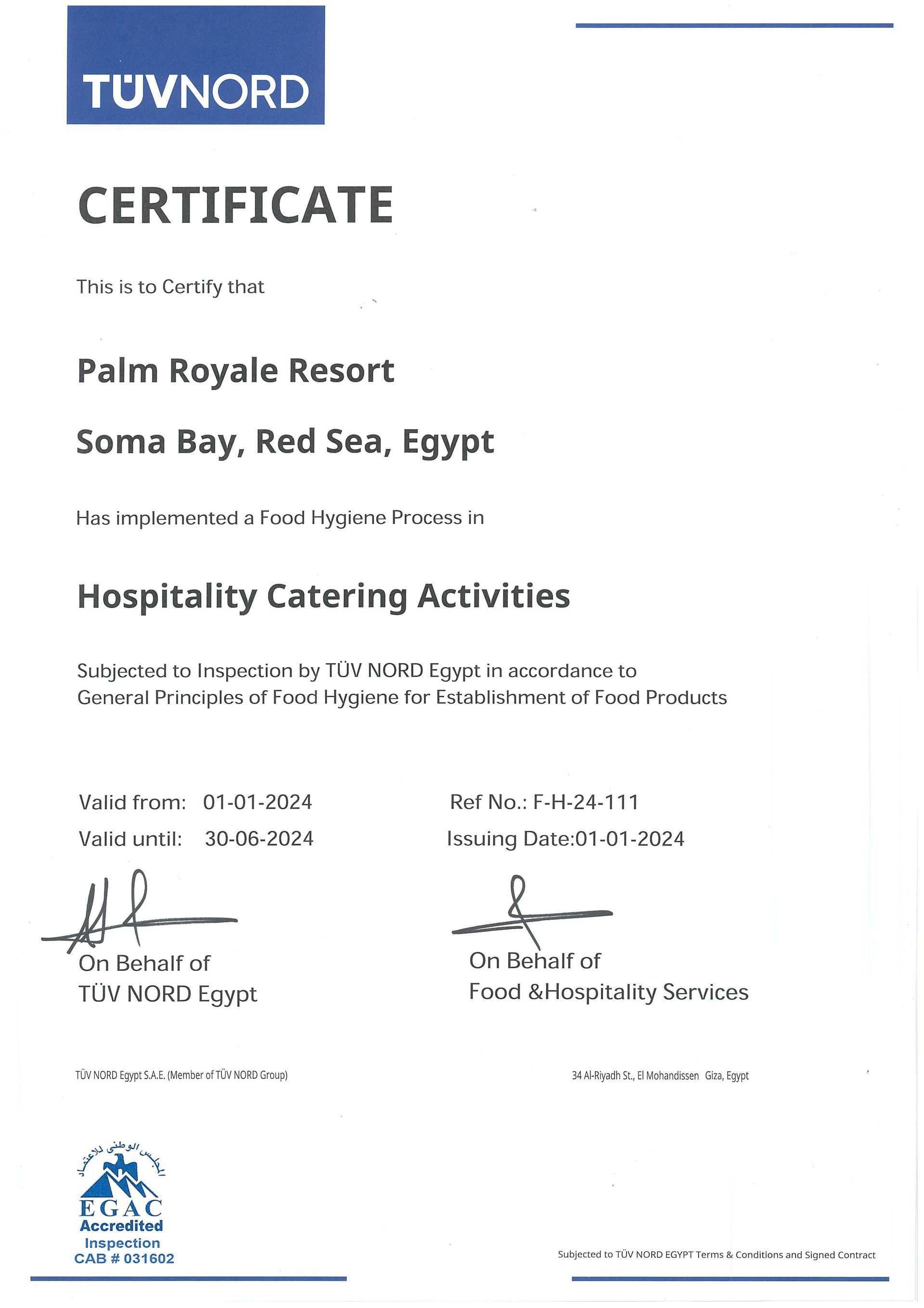Award for at Palm Royale Resort