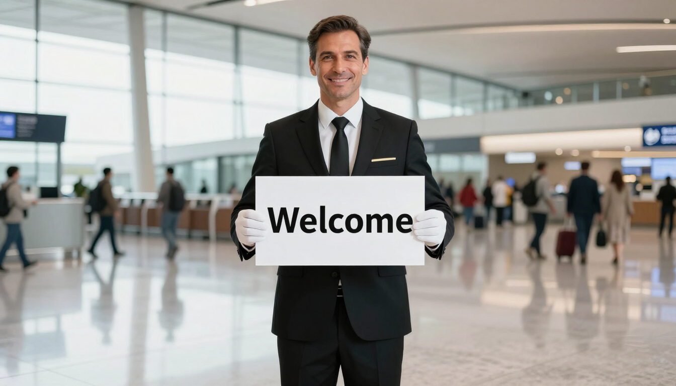Professional chauffeur at airport