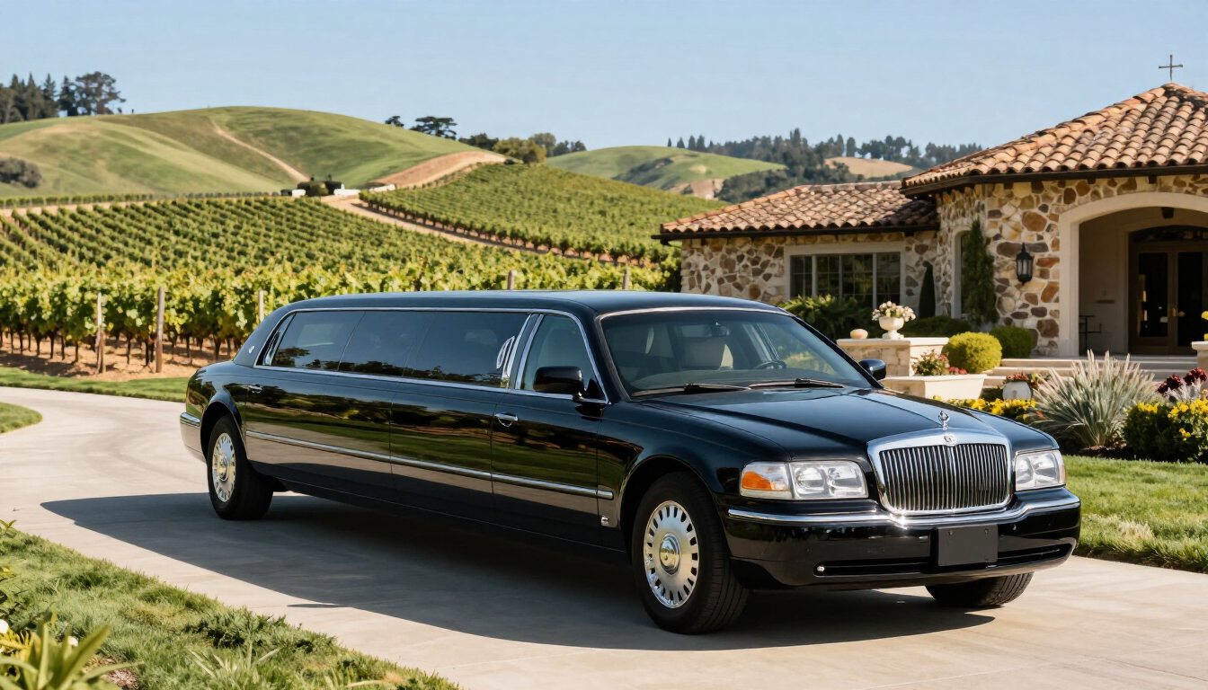 Luxury transportation arriving at a Sonoma County winery