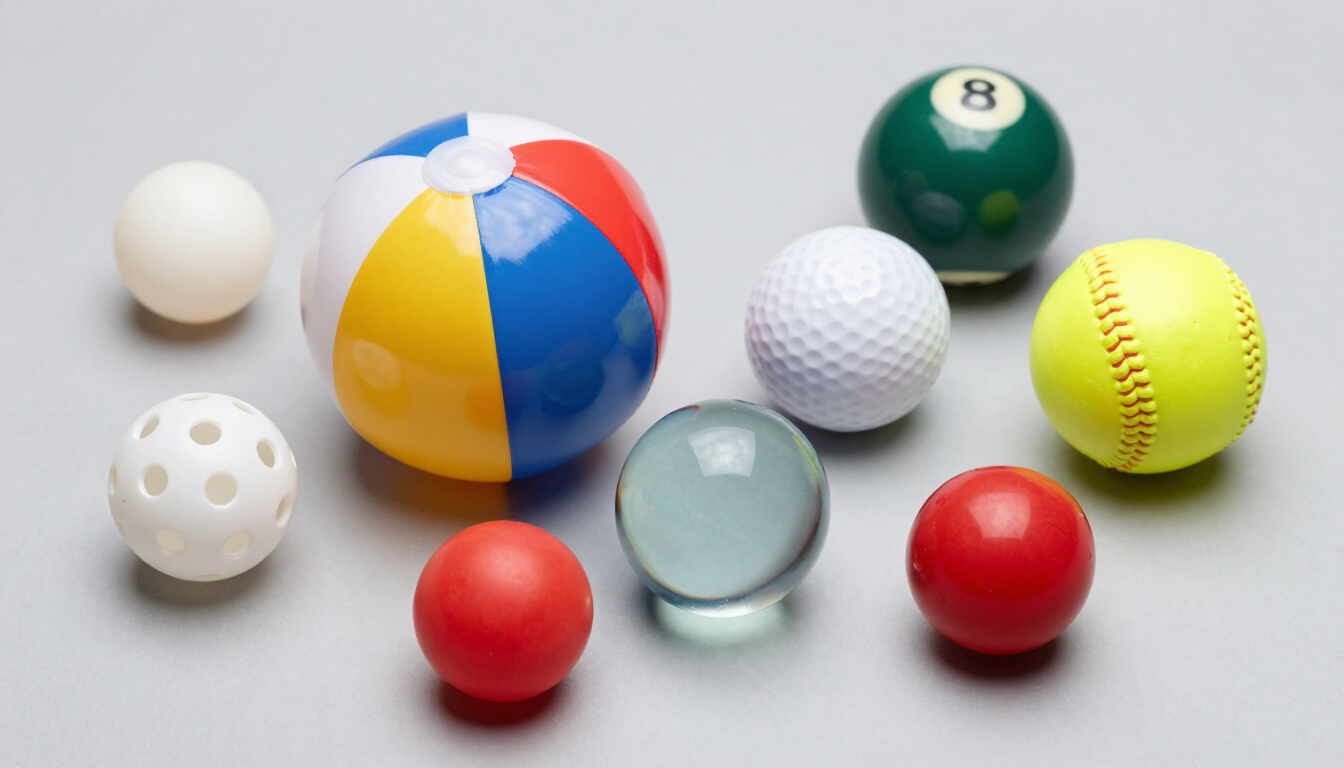 Variety of balls used in a hands-on force and motion investigation exploring how mass affects an obj
