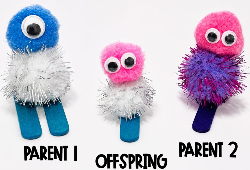 Image of three creatures build from craft supplies.