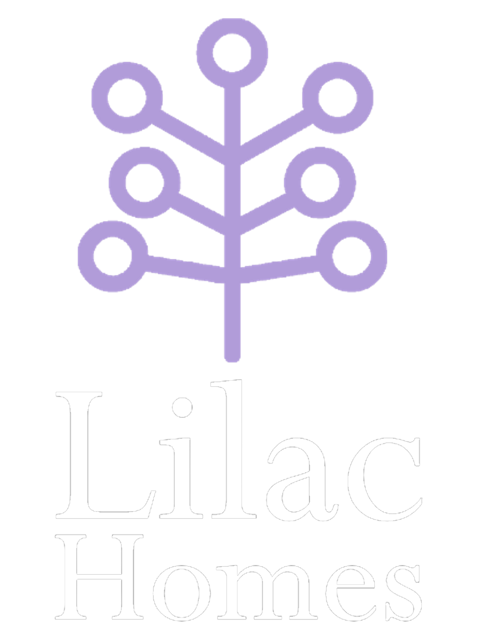 A light purple, symmetrical icon of a tree-like shape with a central vertical stem and three pairs of branches with circles.