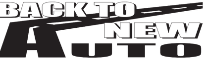 A black and white logo for back to new auto.