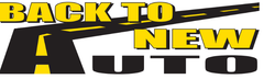 A yellow and black logo for back to new auto