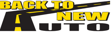 A yellow and black logo for back to new auto