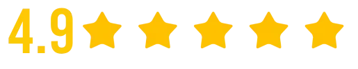 4.9 rating with four gold stars and a half-star icon