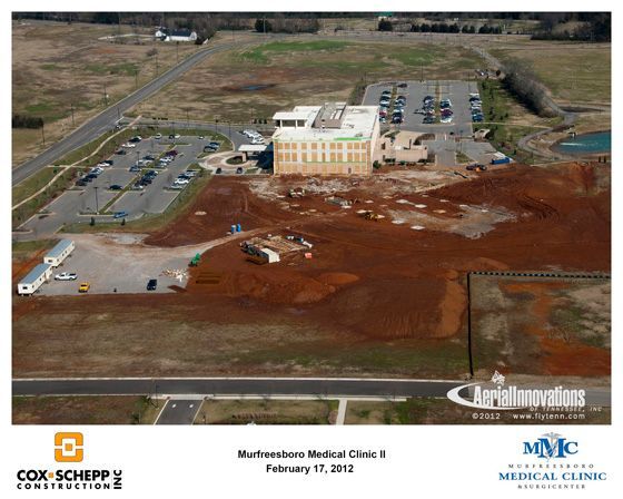 An aerial view of a medical clinic under construction