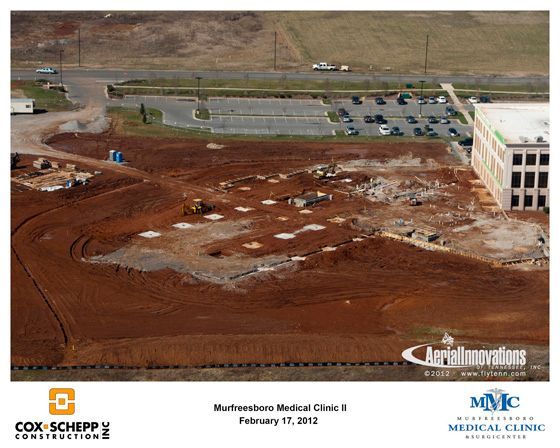 An aerial view of a medical clinic under construction