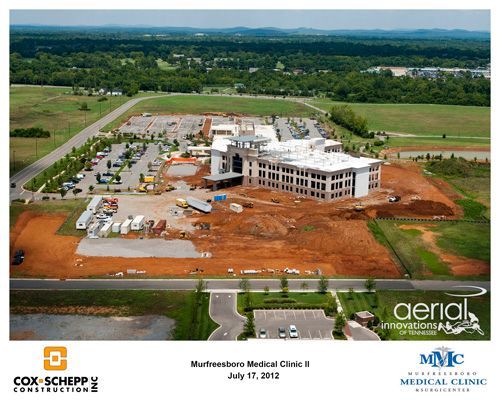 An aerial view of a medical clinic under construction