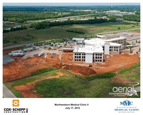 An aerial view of a medical clinic under construction