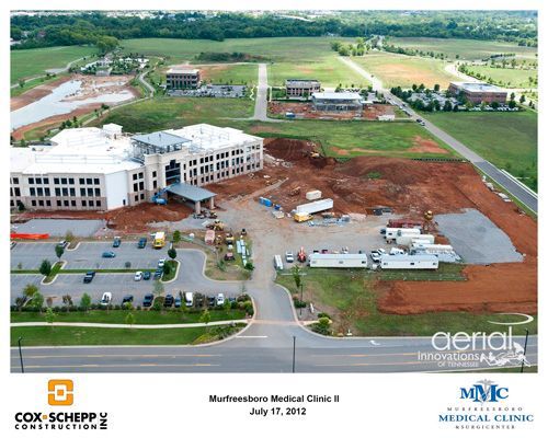 An aerial view of a medical clinic under construction