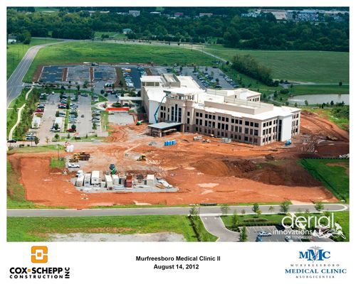An aerial view of a medical clinic under construction