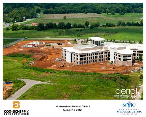 An aerial view of a medical clinic under construction