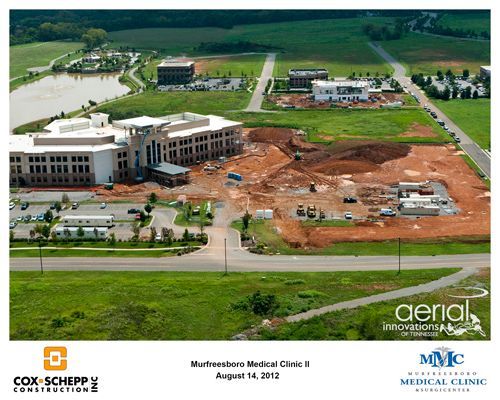 An aerial view of a medical clinic under construction
