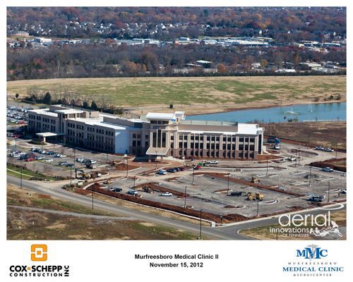 An aerial view of a medical clinic under construction