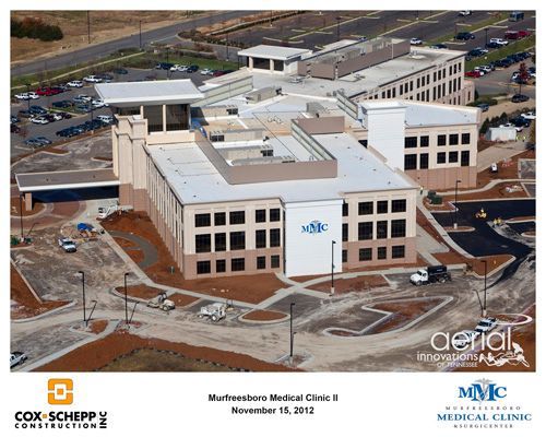 An aerial view of a medical clinic under construction