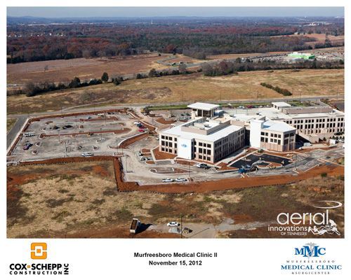 An aerial view of a medical clinic under construction