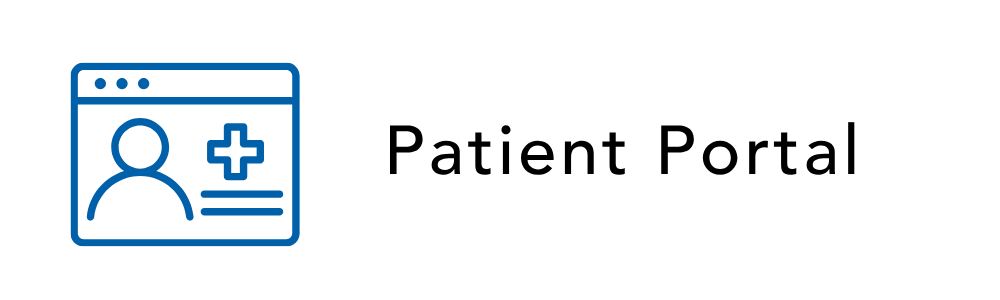 Patient Portal icon: person in a window with a medical cross; text 
