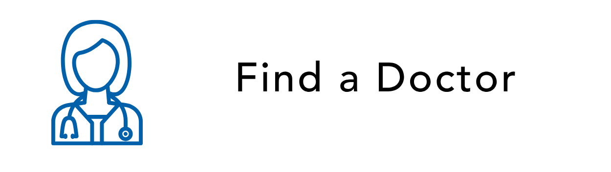 Blue icon of a female doctor with the text 