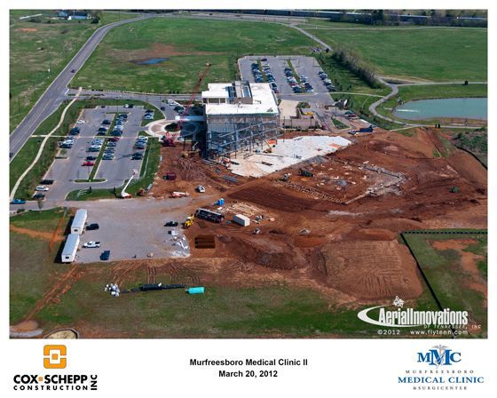 An aerial view of a medical clinic under construction