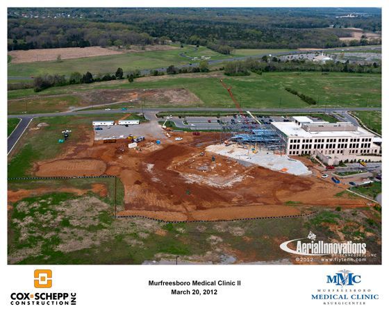 An aerial view of a medical clinic under construction